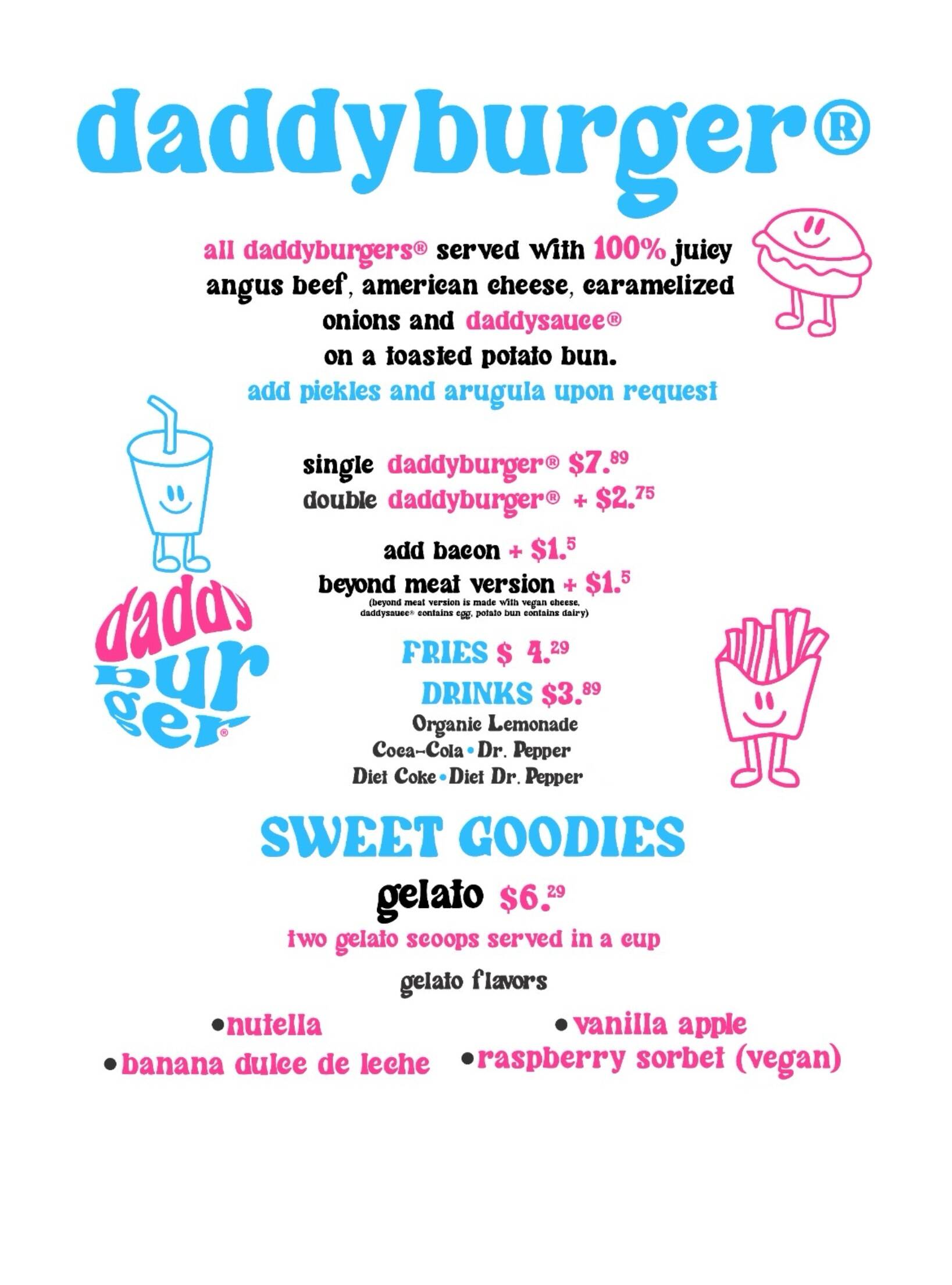 Daddy Menu Menu | Daddy Burger